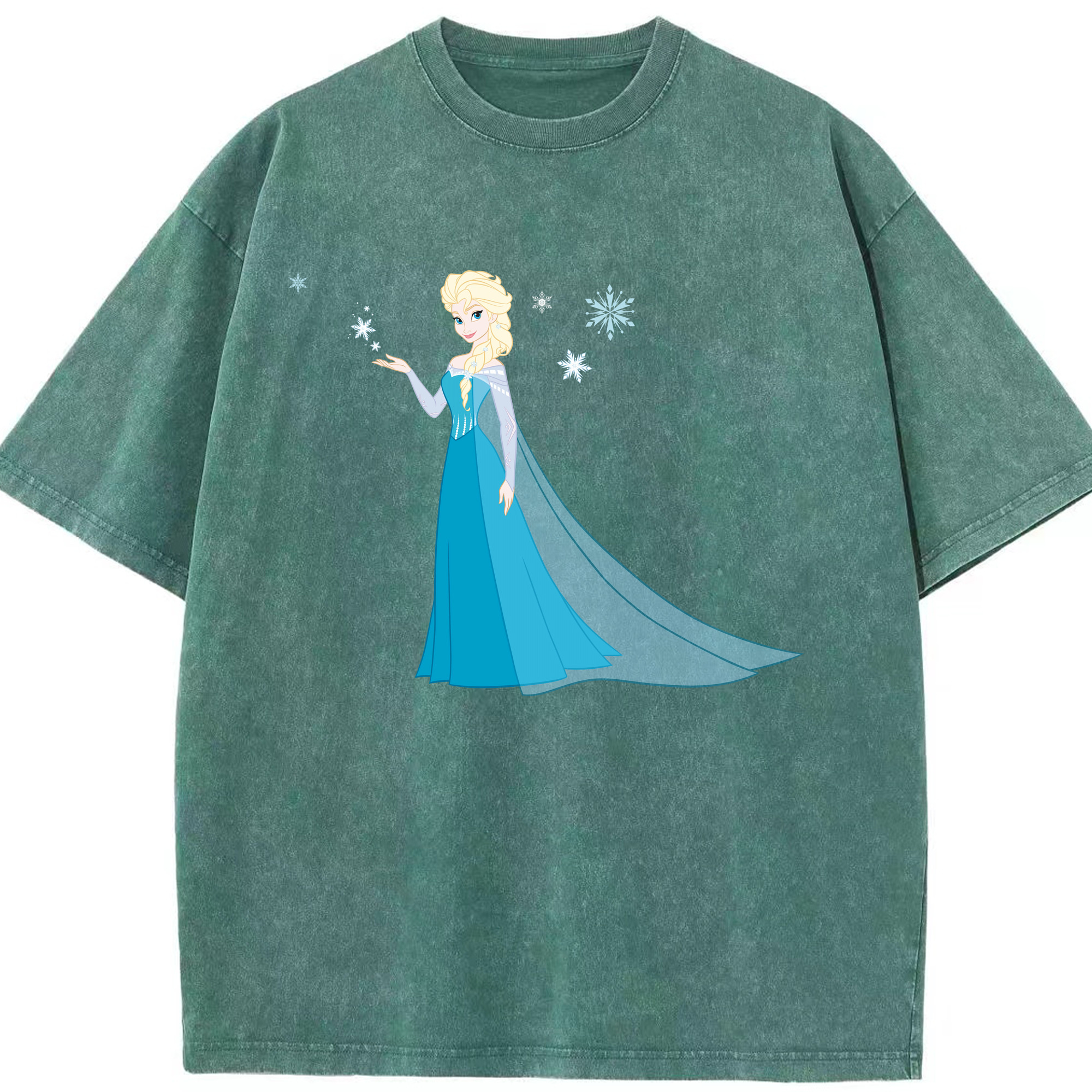 （画像用） アナと雪の女王 アンナ エルサ Frozen Anna Elsa 綿100% ヴィンテージ風 半袖Tシャツ（フロントプリント）